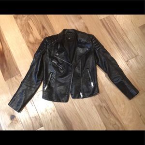 Faux leather motto jacket
